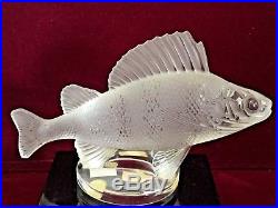 Vintage Lalique Crystal Perche Fish Figurine/Paperweight with Original Box Mint