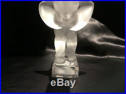 Vintage Lalique Elephant frosted French crystal paperweight figurine clear base