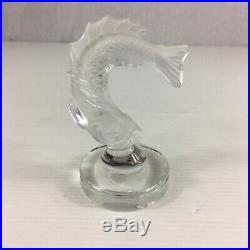 Vintage Lalique Jumping Fish Paperweight Ornament Clear Glass Paris 9.5cm High