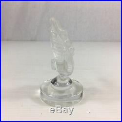 Vintage Lalique Jumping Fish Paperweight Ornament Clear Glass Paris 9.5cm High