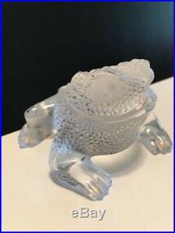 Vintage Lalique Toad Frog Bullfrog Art Glass Crystal Paperweight Made in France