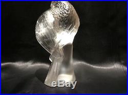 Vintage Lalique crystal paperweight Bird parakeet figurine Fine French crystal
