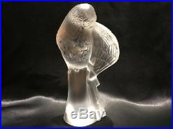 Vintage Lalique crystal paperweight Bird parakeet figurine Fine French crystal