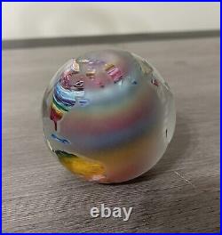 Vintage Large Frosted Glass Dimensions World Paperweight By John DesMeules 95