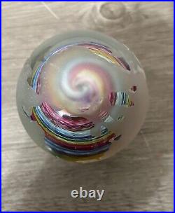 Vintage Large Frosted Glass Dimensions World Paperweight By John DesMeules 95