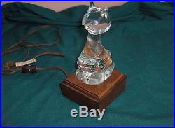 Vintage Lead Crystal Glass Cat Paperweight Perfume Diffuser Heat & Light Box