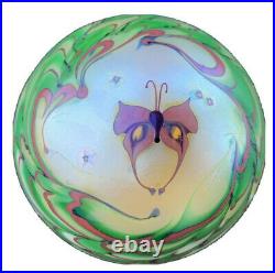 Vintage Lundberg Studios Butterfly Paperweight 1979 Pulled Feather 3