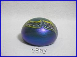 Vintage Lundberg Studios Paperweight Iridescent Pulled Feather circa 1973