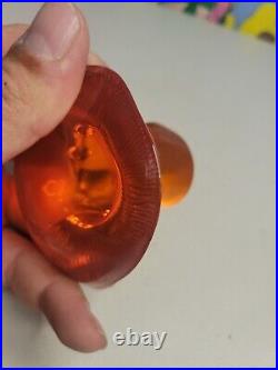 Vintage MCM Viking Glass Mushroom Paperweight Orange Persimmon Read