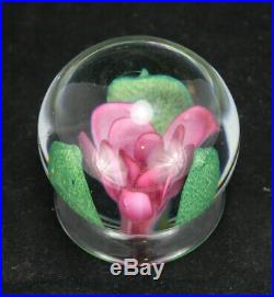 Vintage MMA Pink Rose Flower Art Glass Paperweight