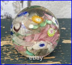 Vintage Made In Italy Murano Millefiori Glass Paperweight