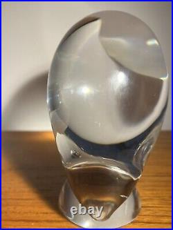 Vintage Mcm Steuben glass crystal Owl paperweight figurine Donald Pollard Heavy