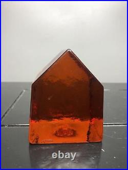 Vintage Mgm Rare Italian Murano Glass Carlo Nason Orange House Paperweight