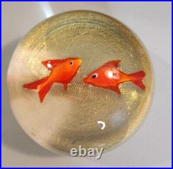 Vintage Mid century Barovier Taso Murano Paperweight Aventurine Gold Fish