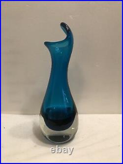 Vintage Midcentury Modern Hand-blown Glass Vase, European, 20th Century
