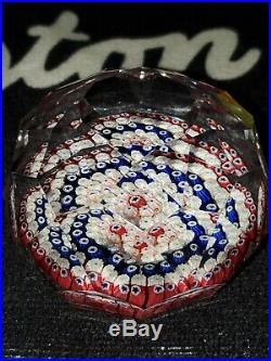 Vintage Millefiori Art Glass Paperweight Faceted 1970