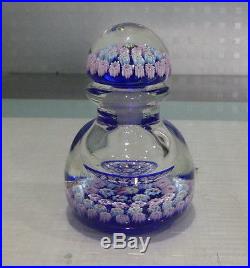 Vintage Millefiori Art Glass Paperweight Inkwell Perfume Bottle Hand Blown