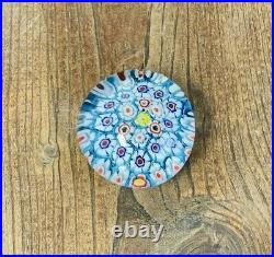 Vintage Millefiori Art Glass Small 2 1/4 Paperweight Floral Flower