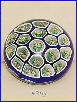Vintage Millefiori Glass Paperweight Collectible Flowers