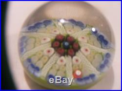 Vintage Millefiori Glass Paperweight Signed Inside The Canes