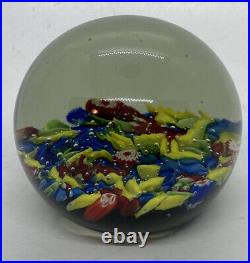 Vintage Millefiori Hand Blown Glass Paperweight Colorful Floral Seabed Style 22