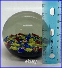 Vintage Millefiori Hand Blown Glass Paperweight Colorful Unique Floral Seabed 22