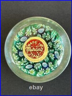 Vintage Millefiori Murano Italy Art Glass Design Multicolor Paperweight