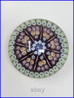 Vintage Millefiori Perthshire Crieff Art Glass Paperweight 8 Segment Signed