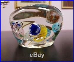 Vintage Modern Large 12lb Signed Lisa Leydon Multi Planet Art Glass Paperweight