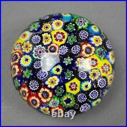 Vintage Multi-Color Packed Millefiori Murano Art Glass Paperweight 3 7/8
