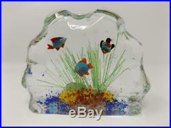 Vintage Murano Aquarium Glass Art Block Paperweight