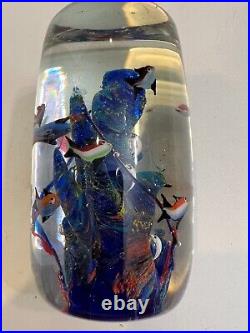 Vintage Murano Art Glass Aquarium Fish Tank Barrel Shaped Paperweight, 6 High