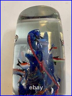 Vintage Murano Art Glass Aquarium Fish Tank Barrel Shaped Paperweight, 6 High