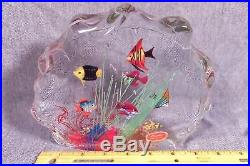 Vintage Murano Art Glass Cenedese Barbini Amazing 6 Fish Aquarium Paperweight