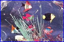Vintage Murano Art Glass Cenedese Barbini Amazing 6 Fish Aquarium Paperweight