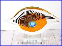 Vintage Murano Art Glass Evil Eye Paperweight Handcrafted Italian Glass Decor