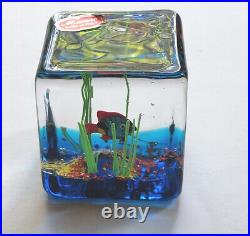 Vintage Murano Art Glass Fish Aquarium Cube Beautiful multicolor fish