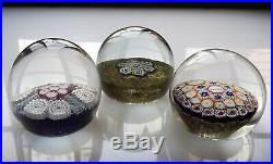 Vintage Murano Art Glass Millefiori Paperweights Lot of 3