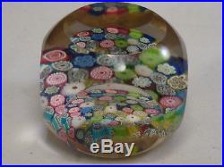 Vintage Murano Art Glass Paperweight Closepacked Millefiori Complex Faceted