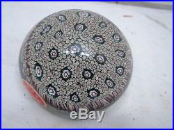 Vintage Murano Art Glass Paperweight Floral Flower Millefiori withLabel A