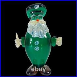 Vintage Murano Art Glass Paperweight Pirate 9T 7W Green Crafted Glass Figurine
