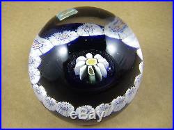 Vintage Murano Art Glass with Label Paperweight Flower Millefiori Italy