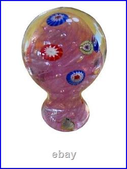 Vintage Murano Fratelli Toso Millefiori Pink Paperweight