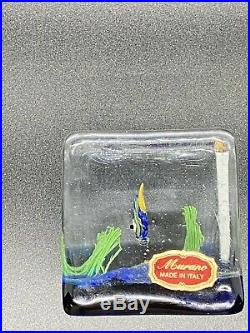 Vintage Murano Glass Aquarium Block Paperweight