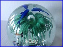 Vintage Murano Glass Fish Aquarium Flower Bubbles Paperweight/ figure with Label
