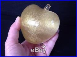 Vintage Murano Glass Gold Aventurine Apple And Pear Paperweights