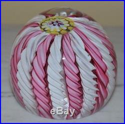 Vintage Murano Glass Italy Twisted Ribbon Candy Cane Art Glass Paperweight