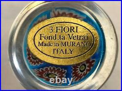 Vintage Murano Glass Millie Fiori Fond. Ta Vetrai Italian Covered Paperweight