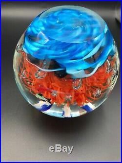 Vintage Murano Globe Heavy Art Glass Paperweight Sculpture Fish Aquarium
