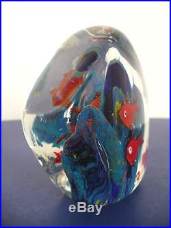 Vintage Murano Italian Glass 4 Fish Aquarium Paperweight Figurine. 3.75 Tall